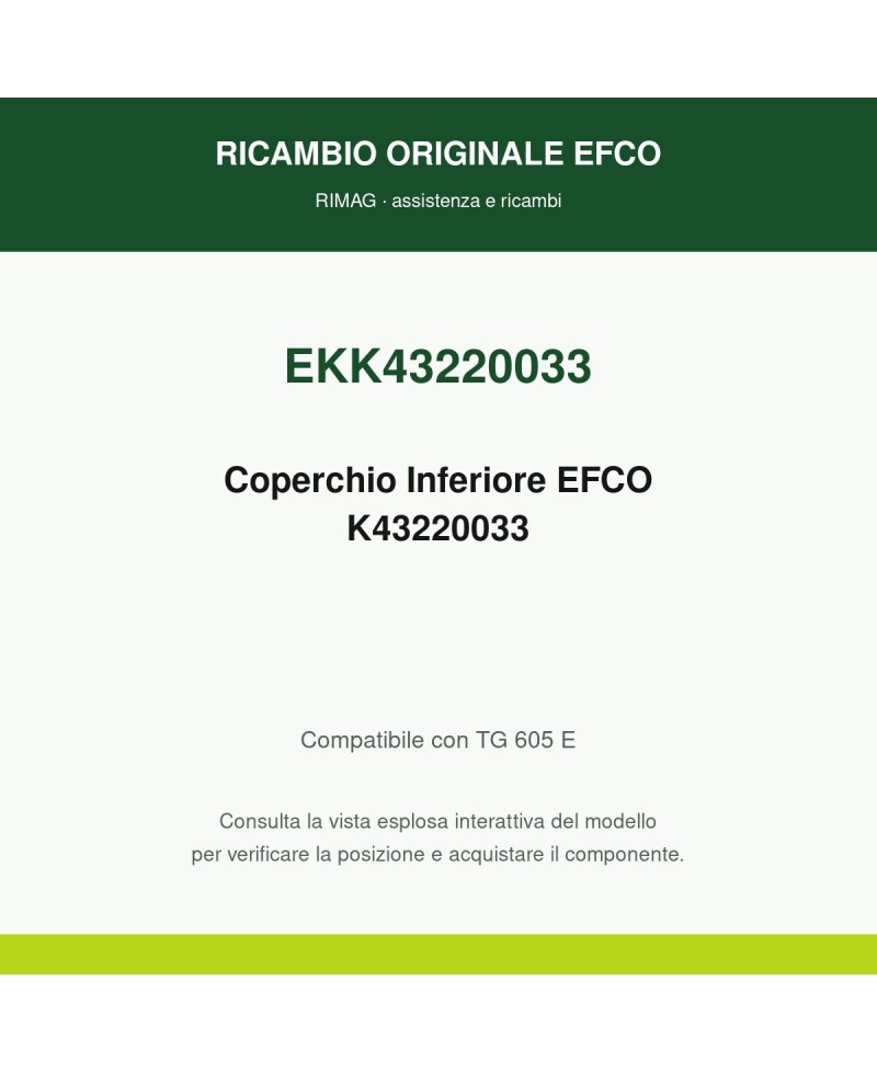 Genuine EFCO Lower Cover K43220033 | RIMAG