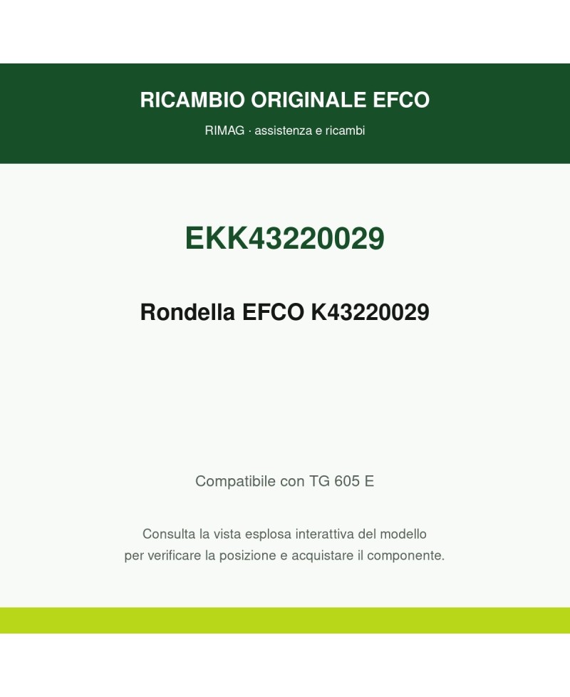 Rondella EFCO K43220029 originale EFCO K43220029 | RIMAG
