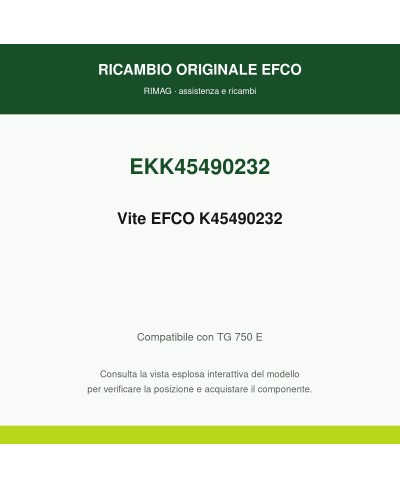 Genuine EFCO Screw K45490232 | RIMAG