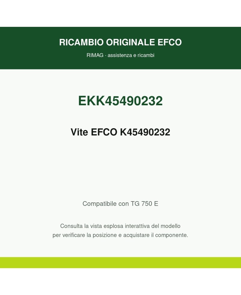Genuine EFCO Screw K45490232 | RIMAG
