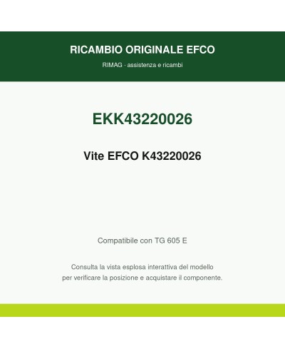 Genuine EFCO Screw K43220026 | RIMAG