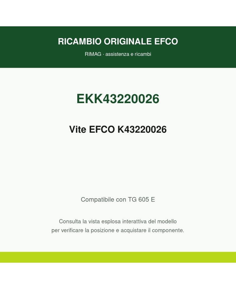 Genuine EFCO Screw K43220026 | RIMAG